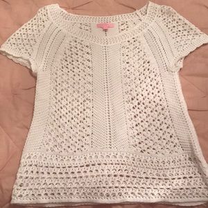 Lilly pulitzer white crochet top size m